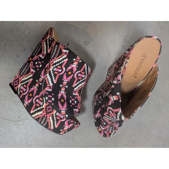 Shoedazzle Shoes - Shoedazzle Lordes Wedge Women's 7.5 Multi-Color Geometric Peep Toe Platform 6"